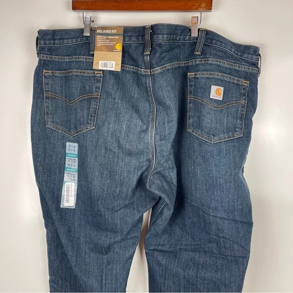 NEW Carhartt Relaxed Fit Fleece Lined Holter Jeans Straight Leg Men's Size 50x30